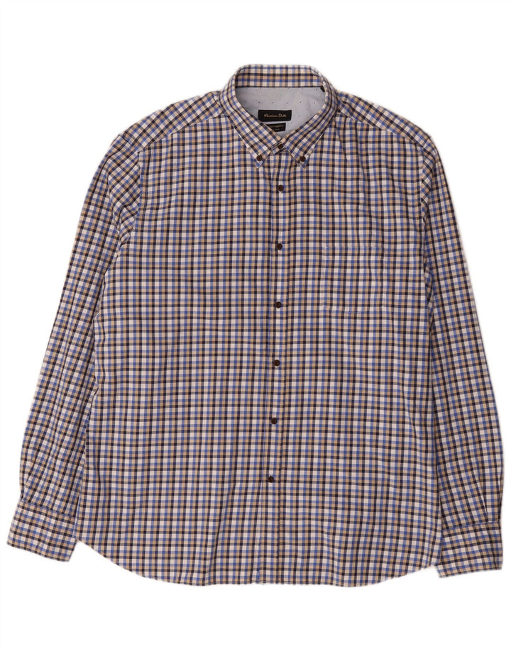 Мужская рубашка Massimo Dutti 2XL синяя в клетку