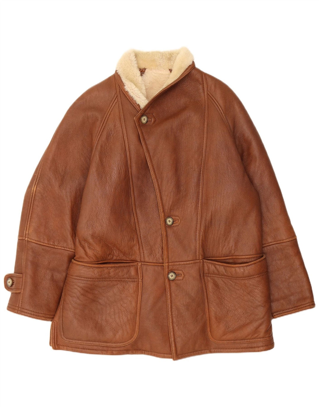 Винтажная мужская короткая куртка IT 52 XL Коричневая короткая дубленка