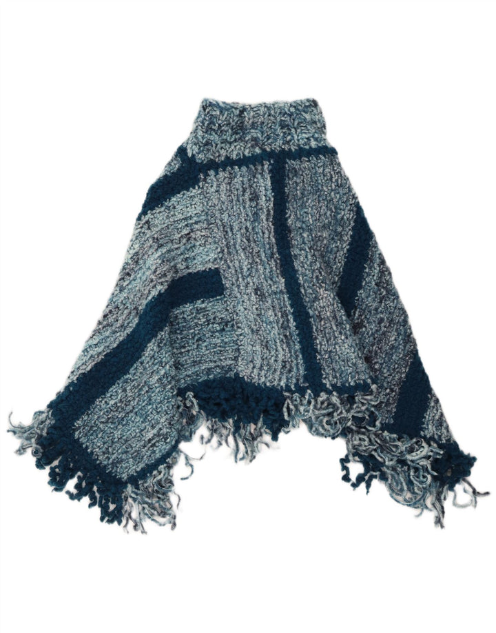 ВИНТАЖНЫЙ женский джемпер-пончо, один размер, в синюю полоску