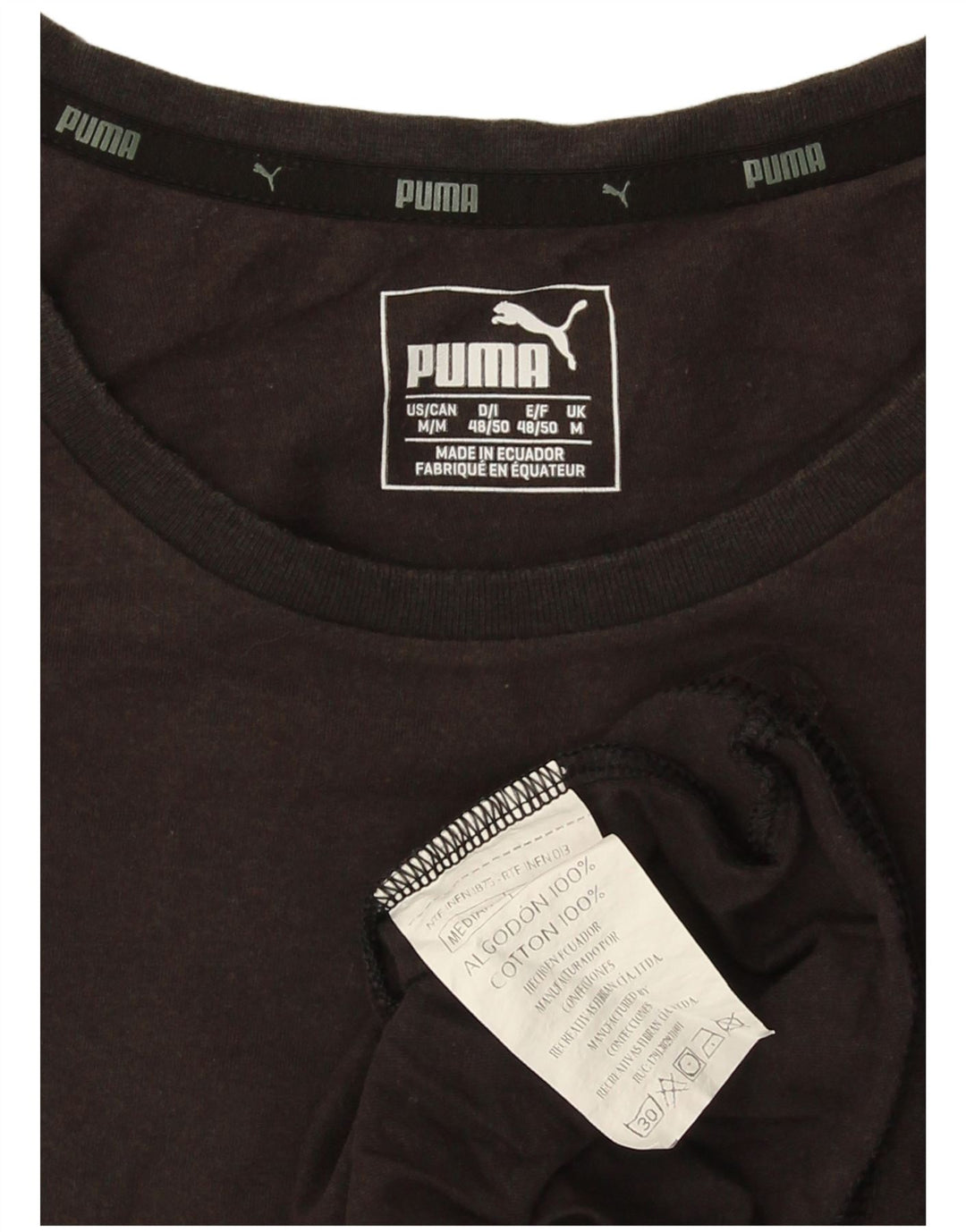 Мужская футболка с рисунком Puma, черный хлопок, средний размер
