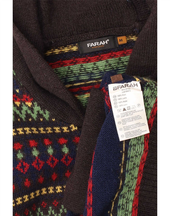 Мужской кардиган с молнией Farah, средний синий шерстяной свитер Fair Isle