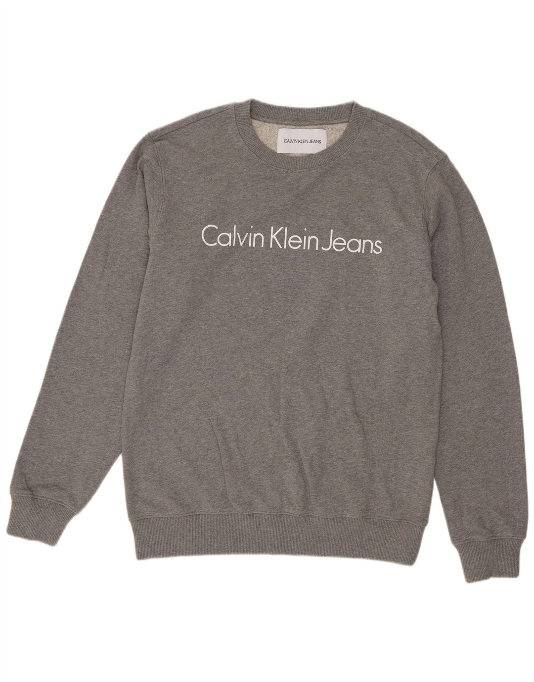 Мужской свитшот с рисунком Calvin Klein Jeans, джемпер среднего серого цвета, хлопок