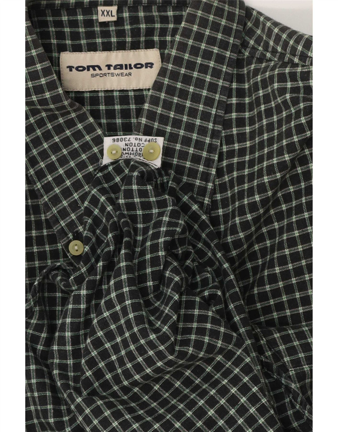 Мужская рубашка Tom Tailor 2XL из хлопка в зеленую клетку