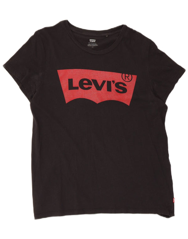 Женская футболка с рисунком Levi's Top UK 14, большая черная