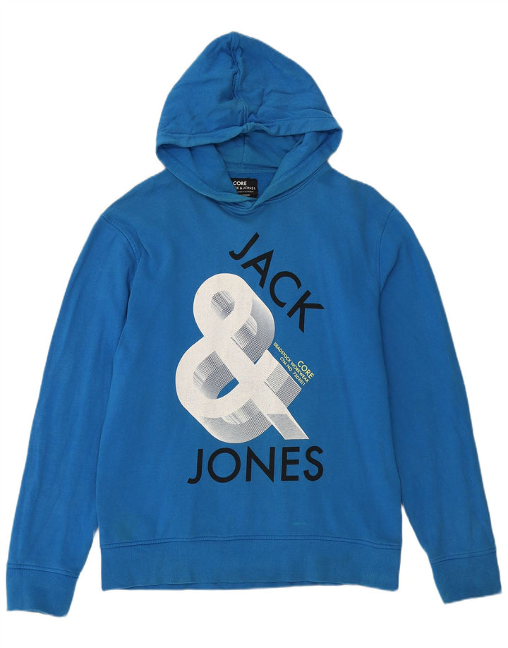 JACK & JONES Мужской джемпер с капюшоном с рисунком XL, синий хлопок