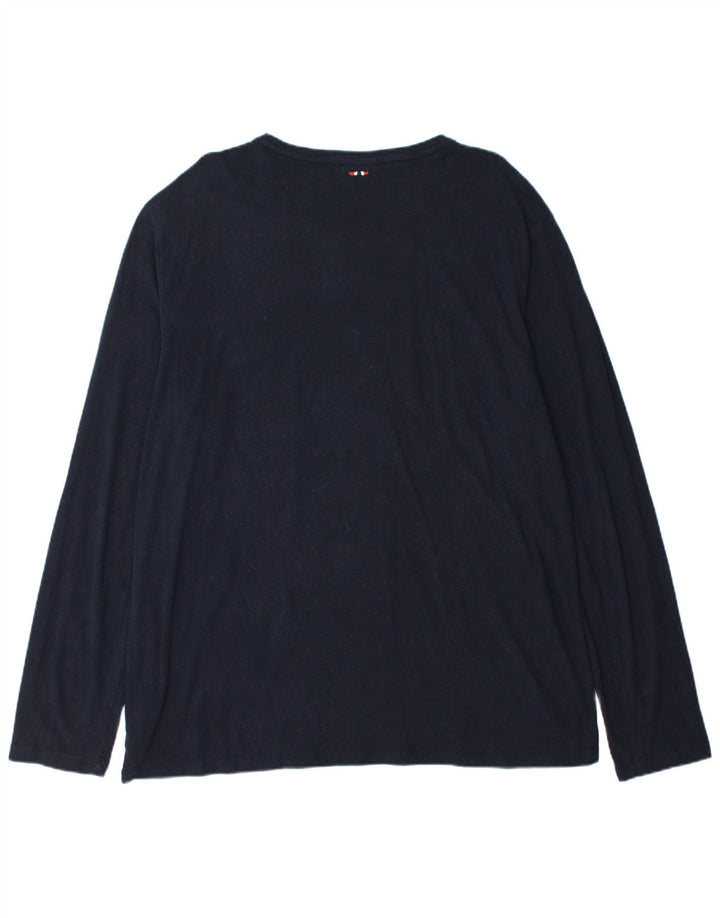 NAPAPIJRI Мужская футболка с географической графикой, длинный рукав, 3XL, темно-синий, хлопок