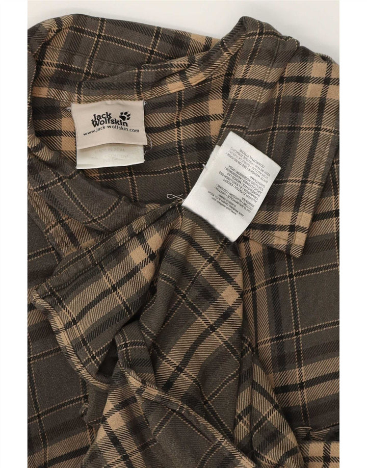 Мужская фланелевая рубашка Jack Wolfskin XL серого цвета в клетку, хлопок