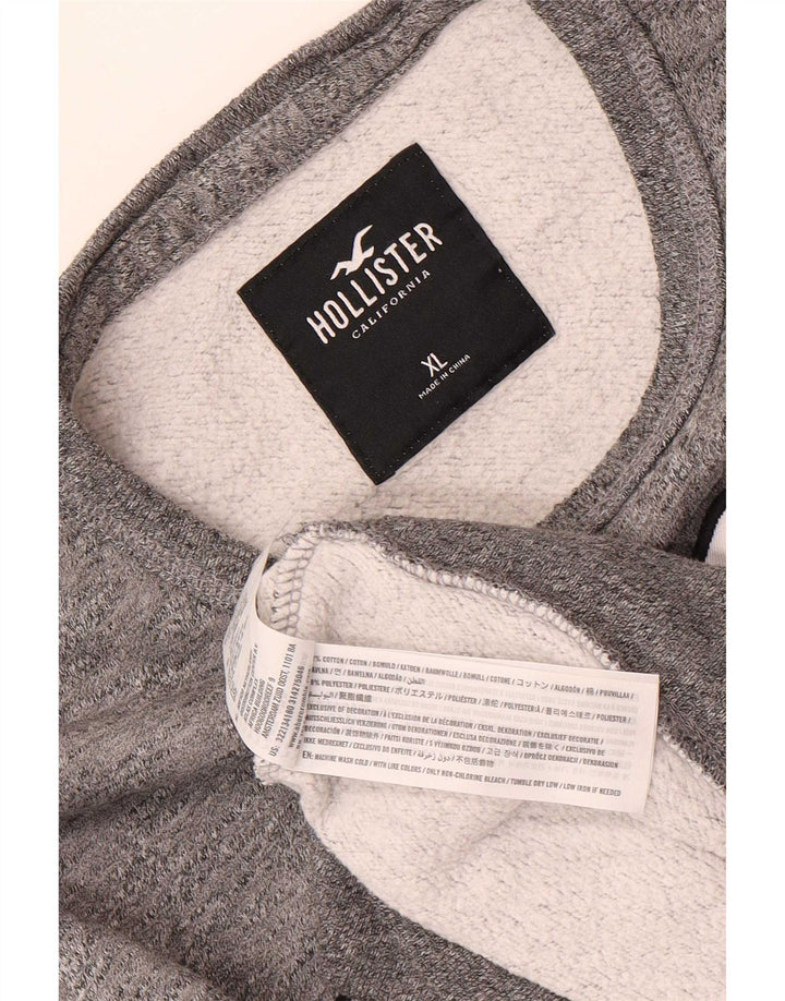 Мужской свитшот с рисунком Hollister XL, серый хлопок