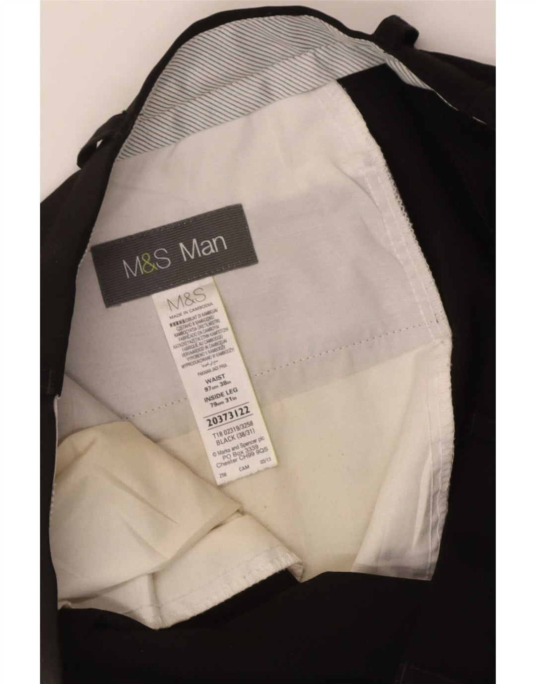 Мужские прямые костюмные брюки Marks & Spencer W38 L31 черные из полиэстера
