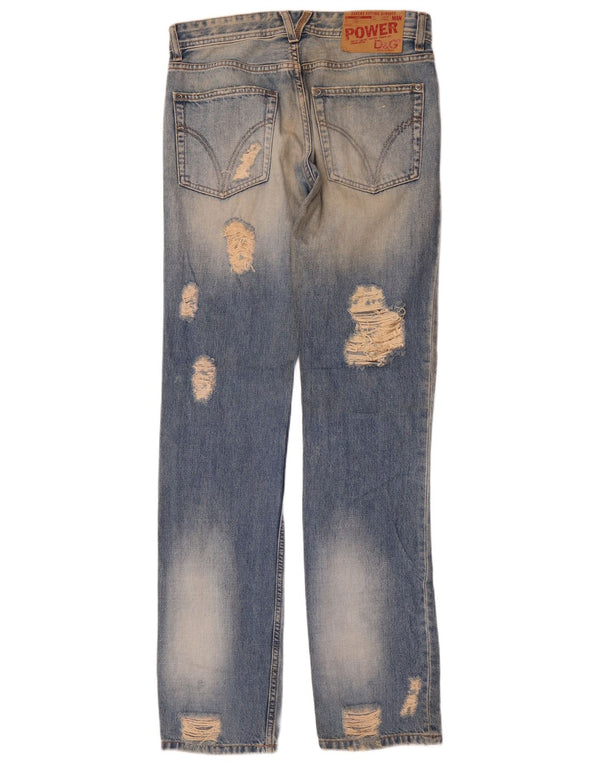 Женские потертые прямые джинсы Dolce & Gabbana W32 L37, синий хлопок