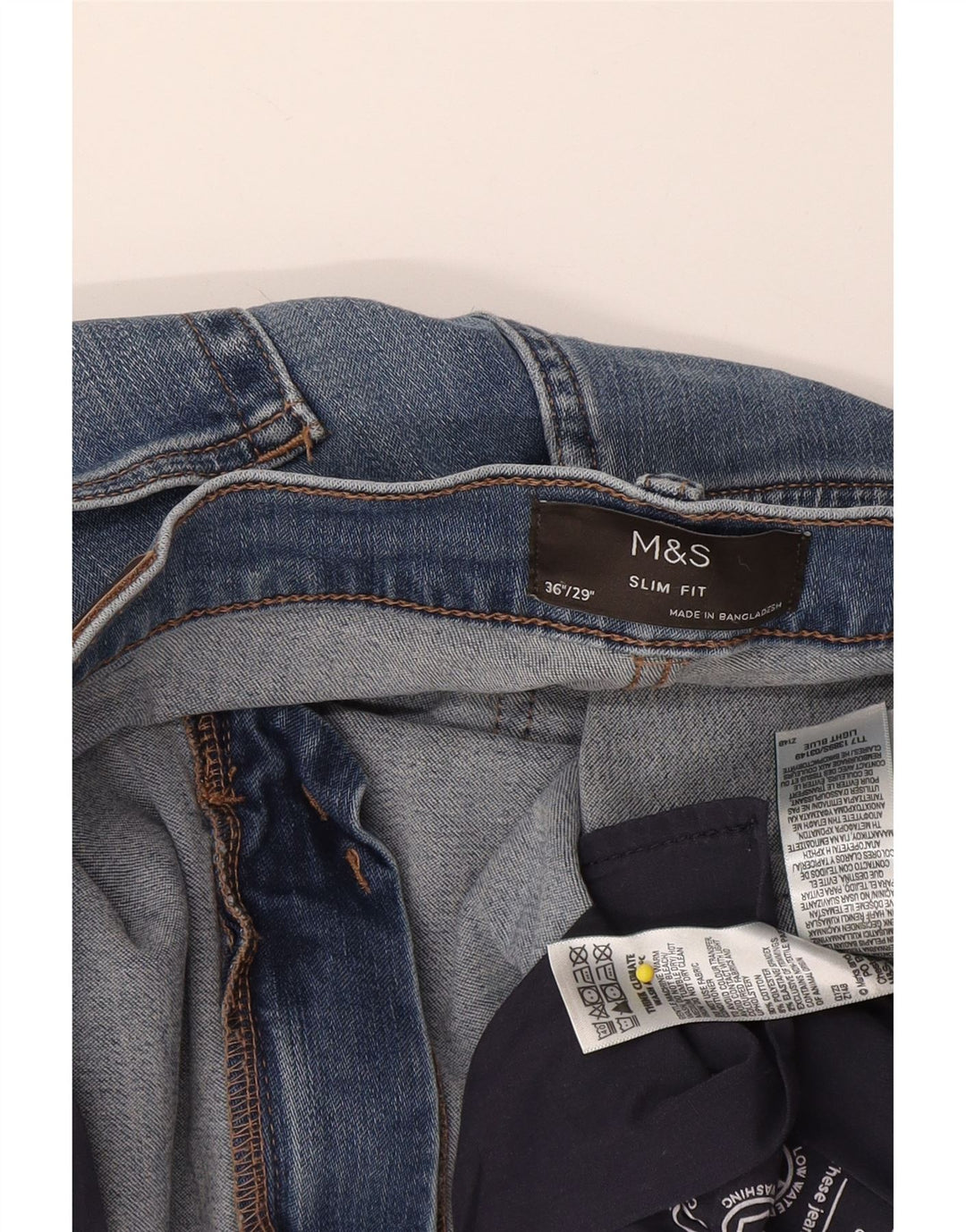 Мужские узкие джинсы Marks & Spencer W36 L29 синие, хлопок