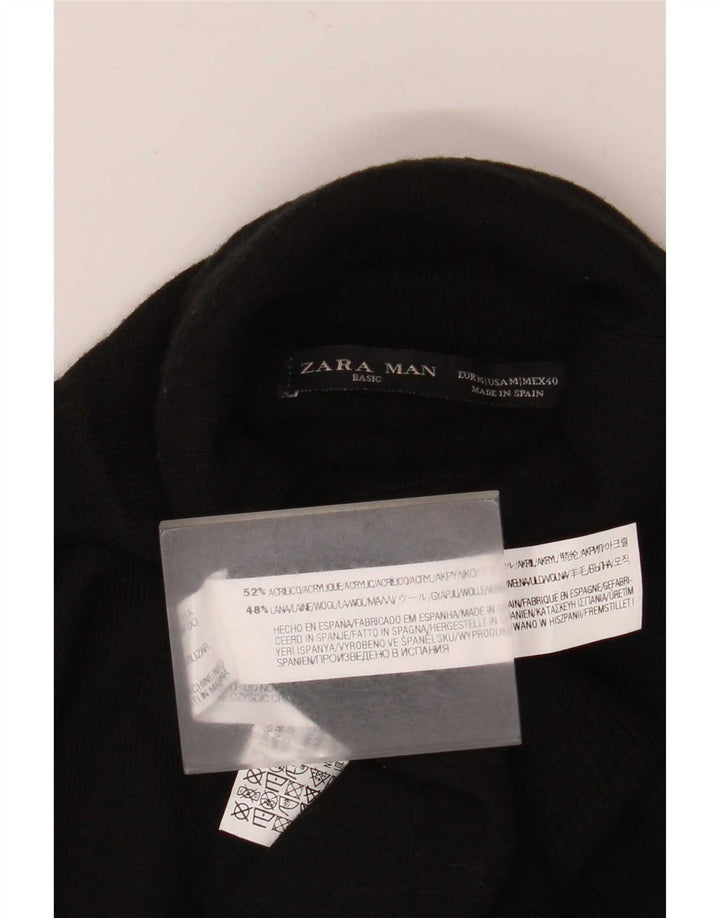 Мужской джемпер Zara с высоким воротником, средний черный акрил
