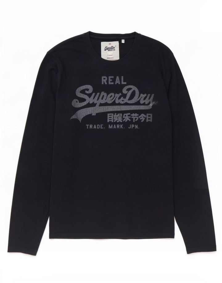 Мужской топ с рисунком Superdry, большой размер, темно-синий, хлопок, с длинным рукавом
