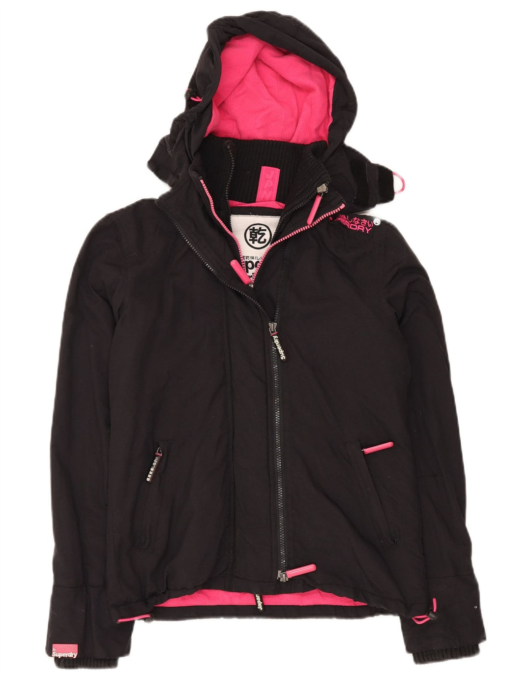 SUPERDRY Женская ветровка оверсайз с капюшоном UK 6 XS Черный