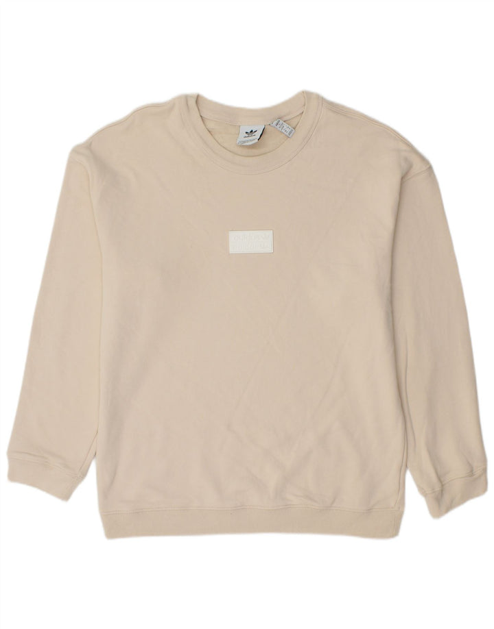 Мужской свитшот ADIDAS, джемпер среднего размера, белый хлопок, хлопок