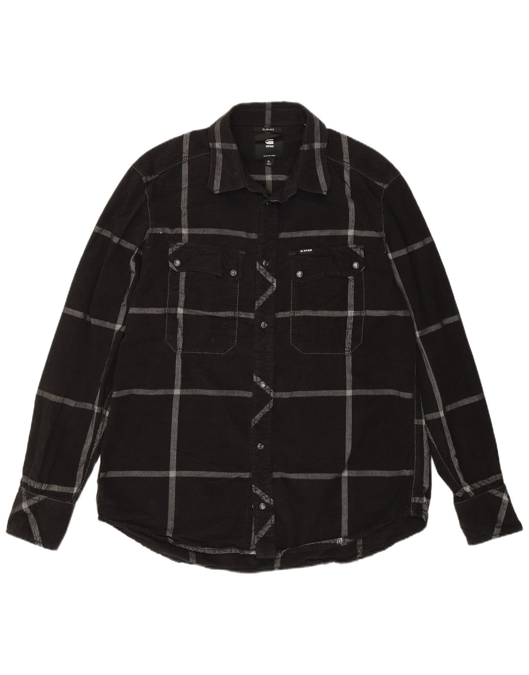Мужская вельветовая рубашка G-Star XL, хлопок в черную клетку