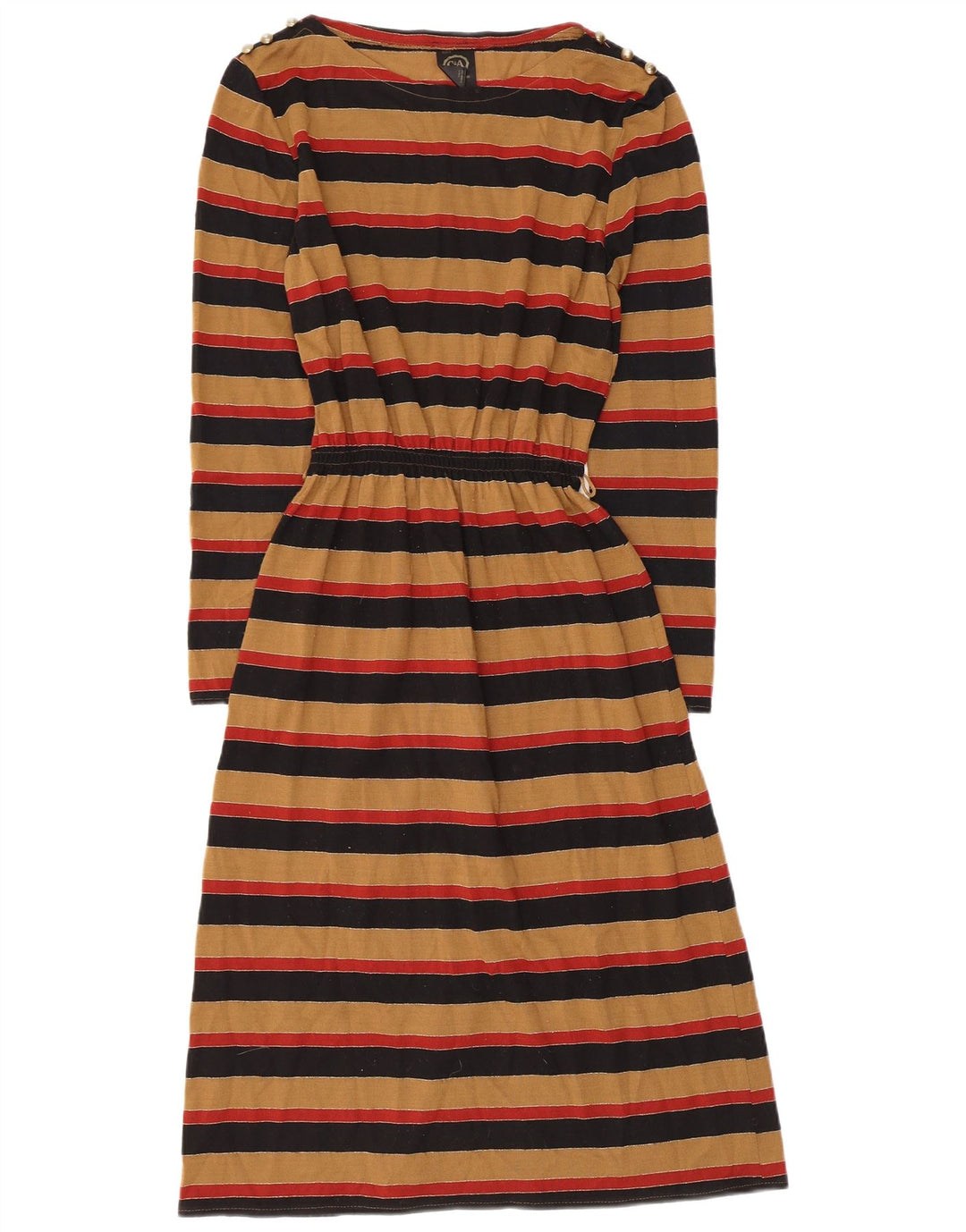 Женское платье макси с длинными рукавами C&A, цвет ЕС 38, средний, коричневый, в полоску, акрил