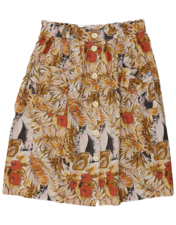 ВИНТАЖНАЯ женская юбка-трапеция W34, большая, разноцветная с цветочным принтом