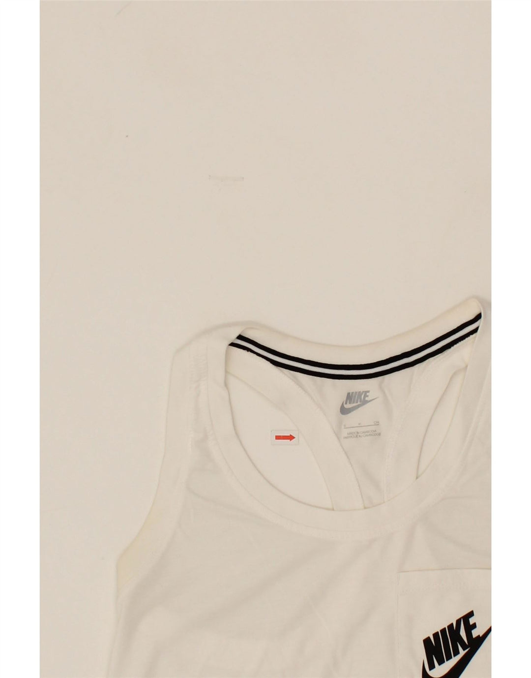 NIKE Womens Graphic Vest Top UK 10 Small White Vintage Nike and Second-Hand Nike from Messina Hembry 