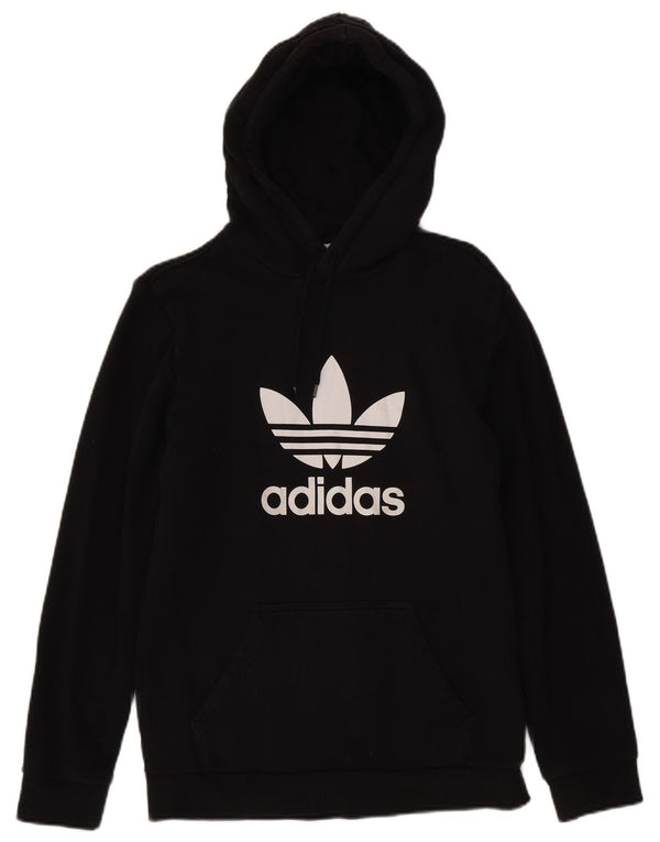 Мужской джемпер с капюшоном Adidas с рисунком, маленький черный, хлопковый