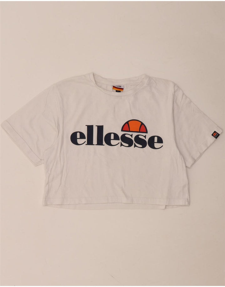 ELLESSE Женская укороченная футболка с рисунком Top UK 10, маленький белый хлопок