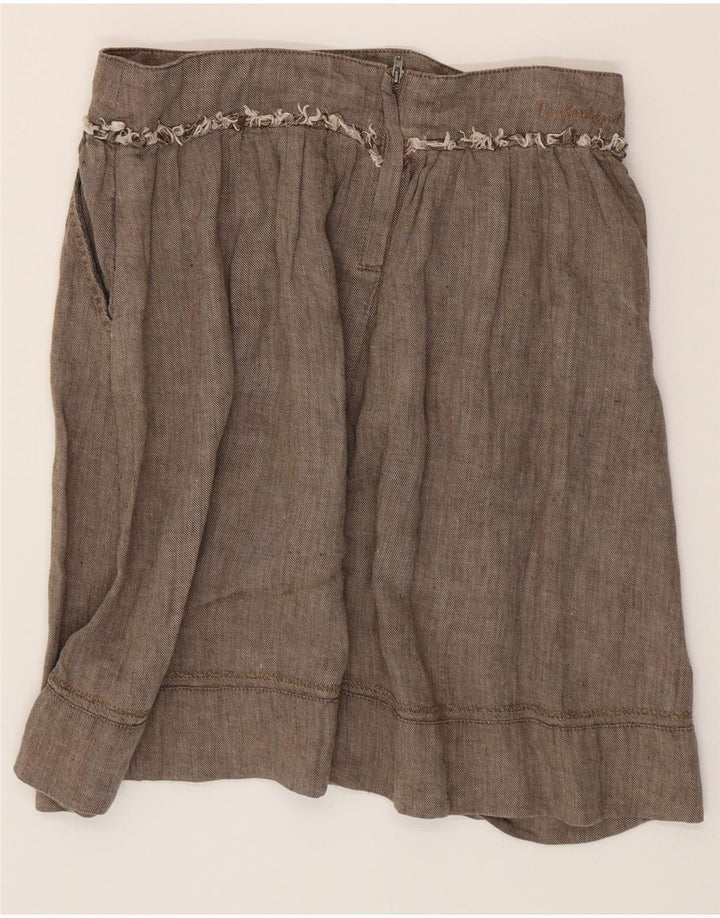 TIMBERLAND Womens A-Line Skirt EU 40 Medium W34 Brown Linen