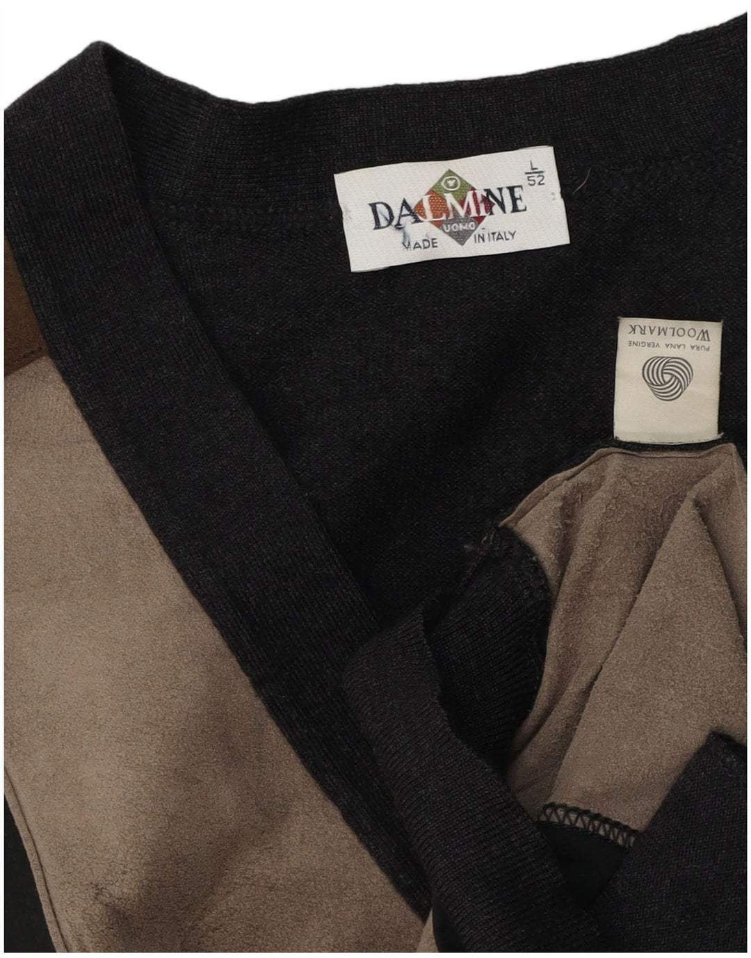 DALMINE Мужской замшевый кардиган-свитер IT 52, большой серый цвет с цветными блоками