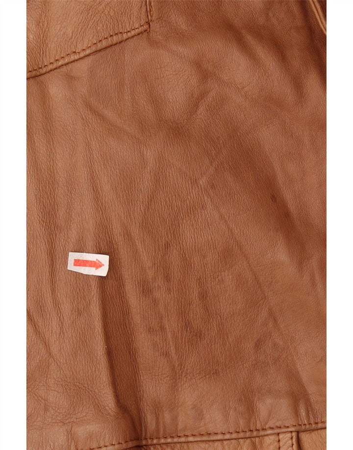 Мужская кожаная куртка в стиле милитари VINTAGE UK 44 2XL коричневая кожа