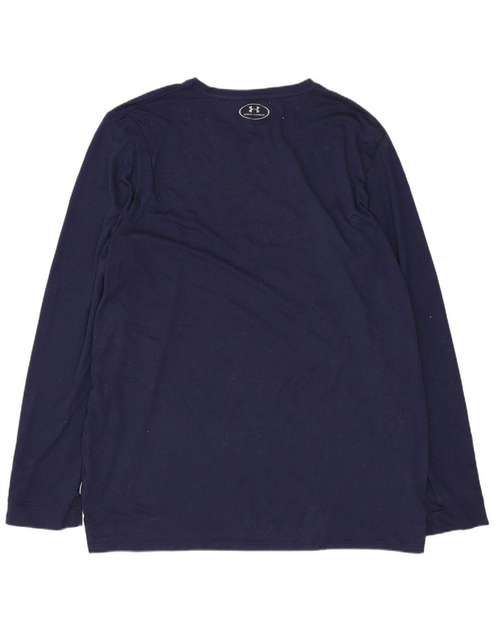 Мужской топ с длинными рукавами UNDER ARMOR, темно-синий, полиэстер большого размера