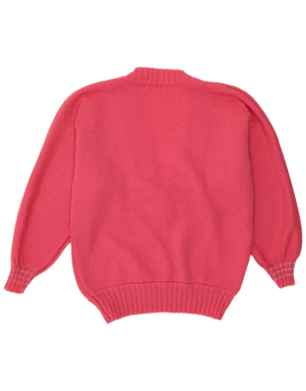 ВИНТАЖНЫЙ женский джемпер с v-образным вырезом, Великобритания 14, средний розовый