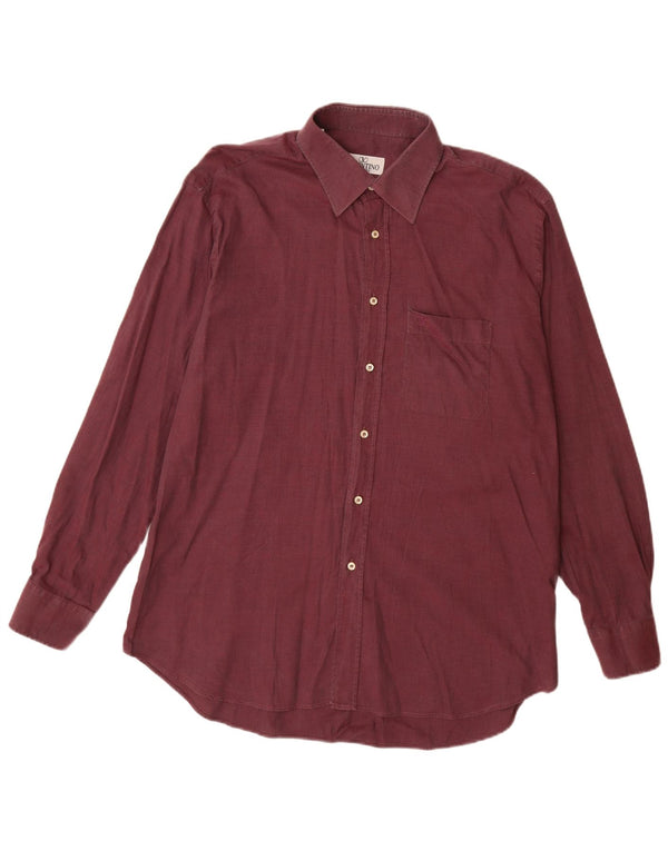 Valentino Mens Shirt Size 43 17 XL Burgundy Cotton