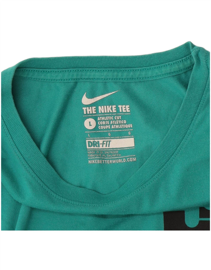 Мужская футболка Nike Dri Fit, большая, бирюзовая, с цветными блоками