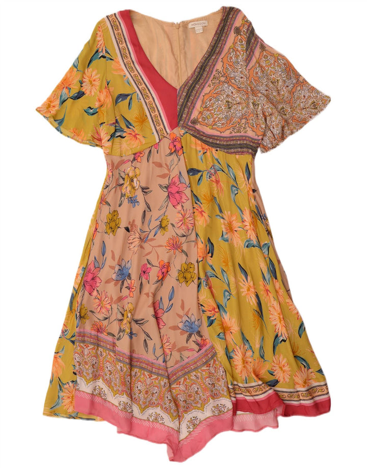 Женское асимметричное платье MONSONON UK 14, большое разноцветное лоскутное одеяло