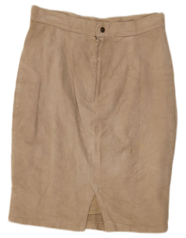Винтажная женская замшевая юбка-карандаш среднего размера W30 Бежевая