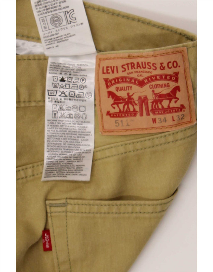 Мужские джинсы Levi's Slim 511 W34 L32 хаки, хлопок