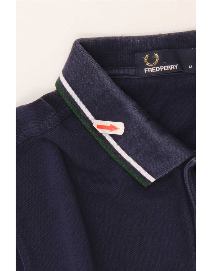 Мужская рубашка-поло Fred Perry среднего размера, темно-синяя, хлопок