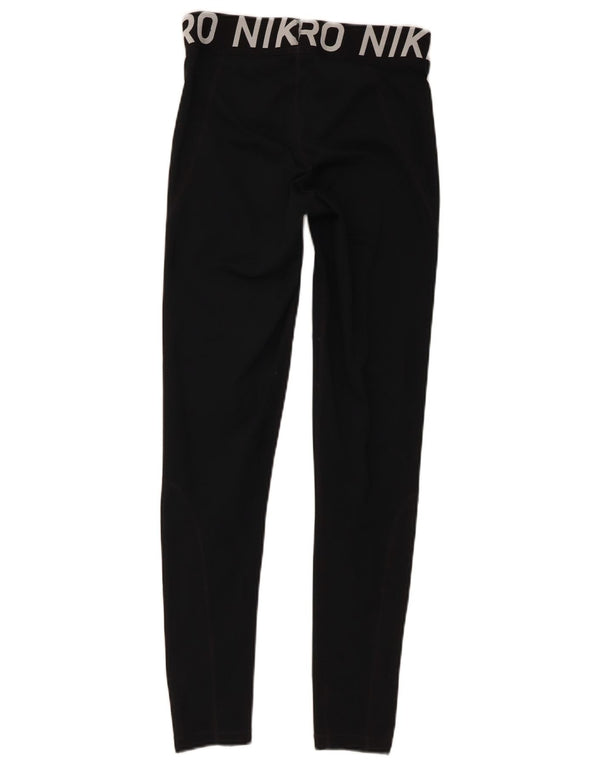Женские леггинсы с рисунком Nike Dri Fit UK 12, средний черный, полиэстер