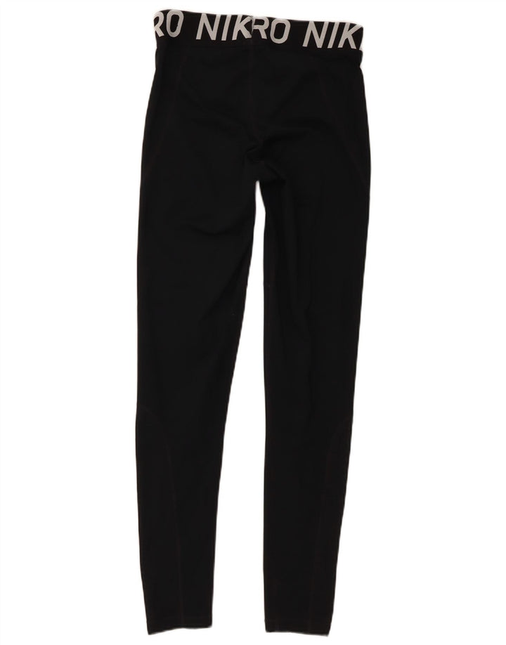 Женские леггинсы с рисунком Nike Dri Fit UK 12, средний черный, полиэстер