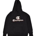 CHAMPION Womens Graphic Hoodie Jumper UK 10 Small Black Cotton | Vintage Champion | Thrift | Second-Hand Champion | Used Clothing | Messina Hembry 