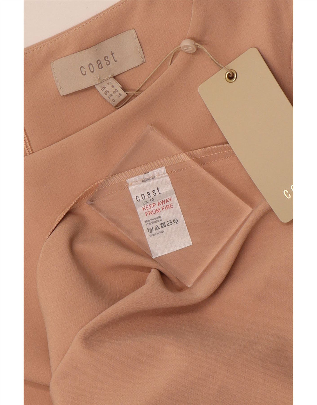 Женское платье-футляр COAST с длинным рукавом UK 12, полиэстер среднего розового цвета