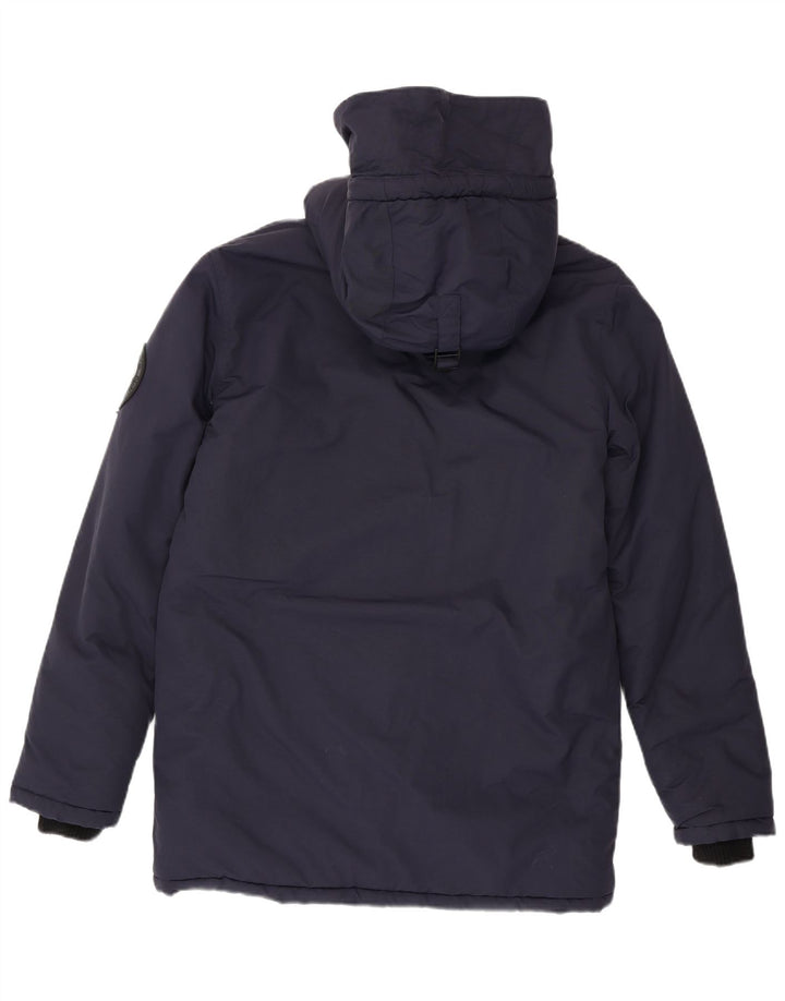 Мужское стеганое пальто с капюшоном Superdry UK 38, средний темно-синий, нейлон