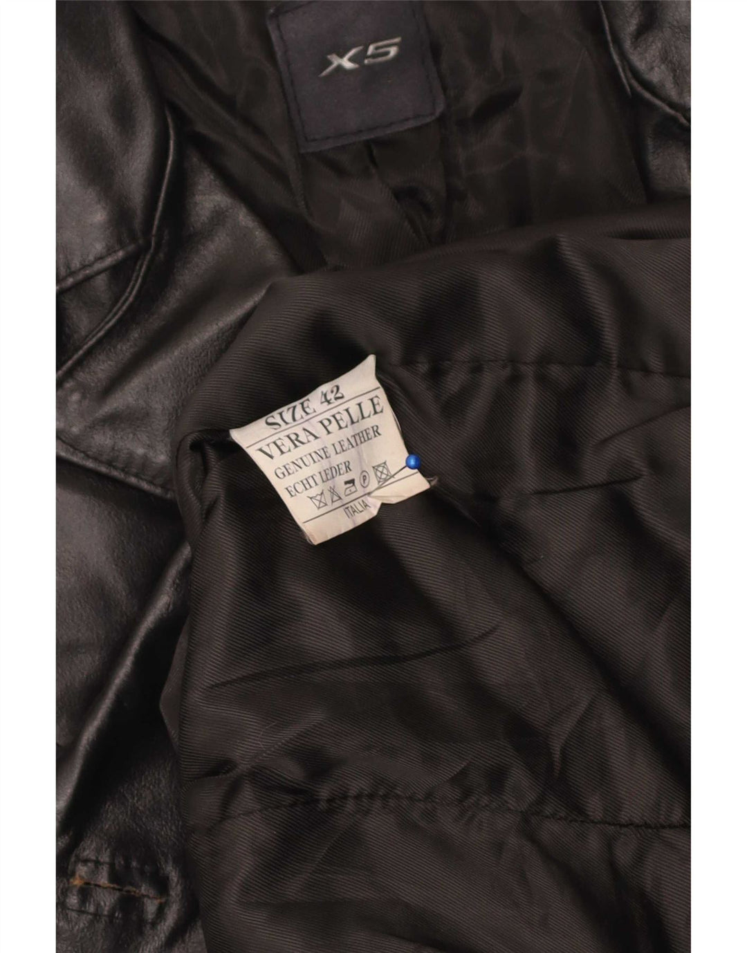 Винтажное женское кожаное пальто IT 42 Medium Black Leather