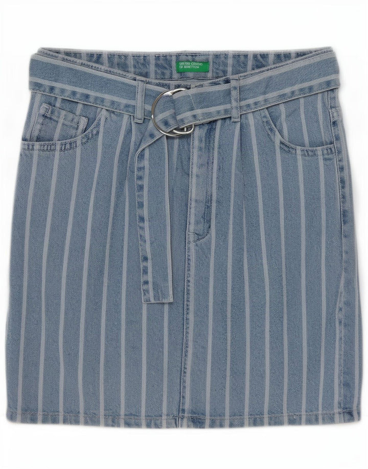 Женская джинсовая юбка Benetton W26, маленькая, синяя в полоску