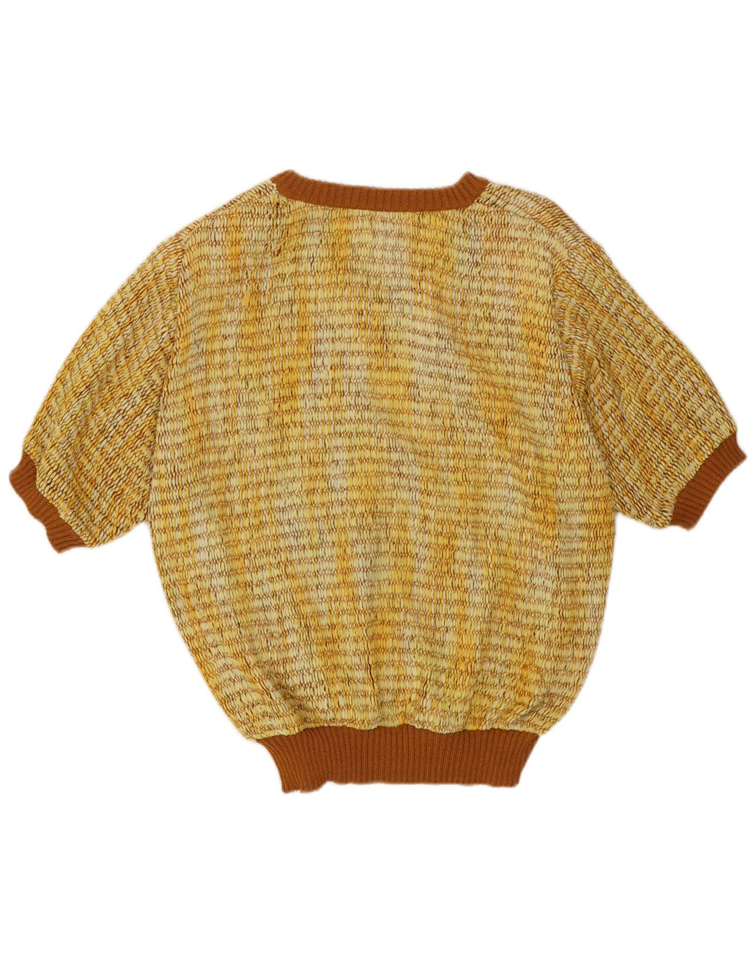 Винтажный женский джемпер с короткими рукавами и v-образным вырезом IT 44, средний желтый цвет