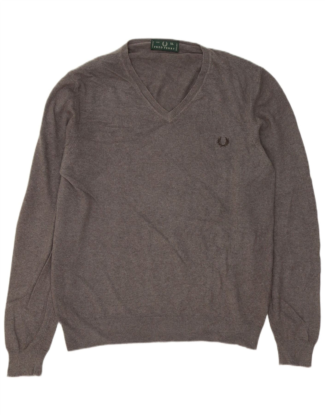 Мужской джемпер с v-образным вырезом Fred Perry, размер XL, серая шерсть