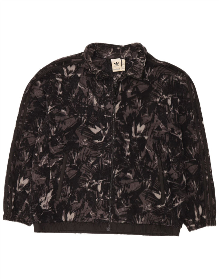 Мужская флисовая куртка свободного покроя ADIDAS с абстрактным узором UK 42 XL серая