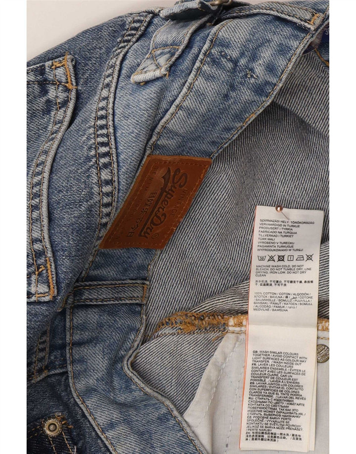 Женская джинсовая юбка Superdry W30, хлопковая, среднего синего цвета