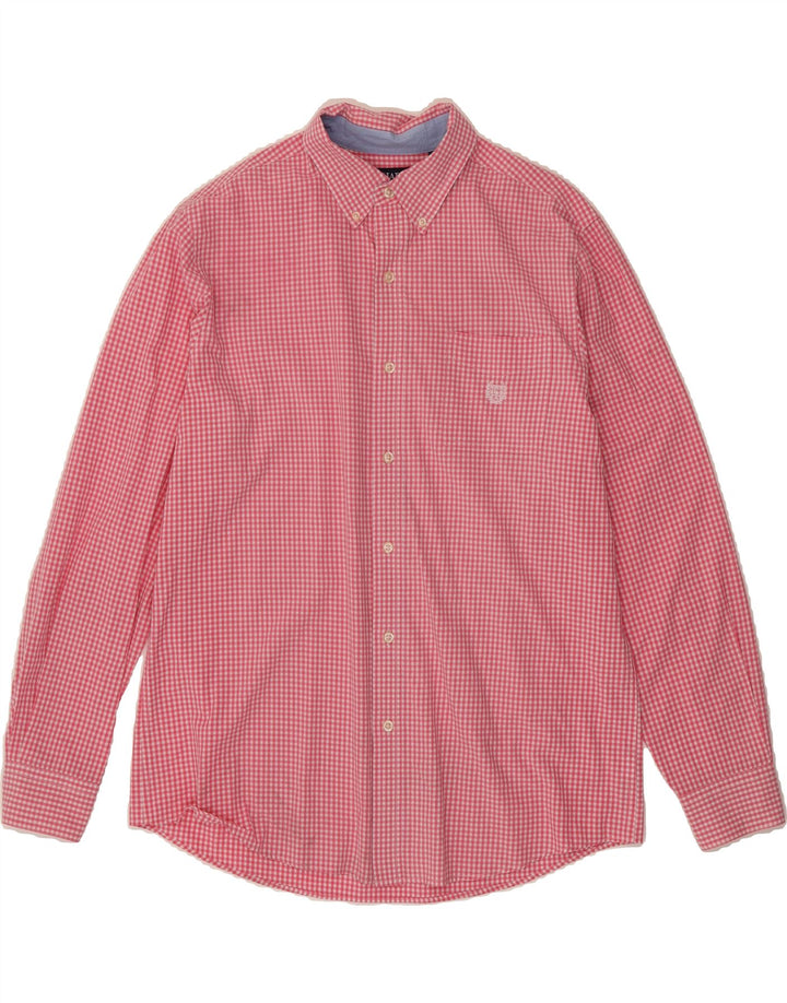 CHAPS Mens Easy Care Shirt Large Pink Gingham Cotton Vintage Chaps and Second-Hand Chaps from Messina Hembry 