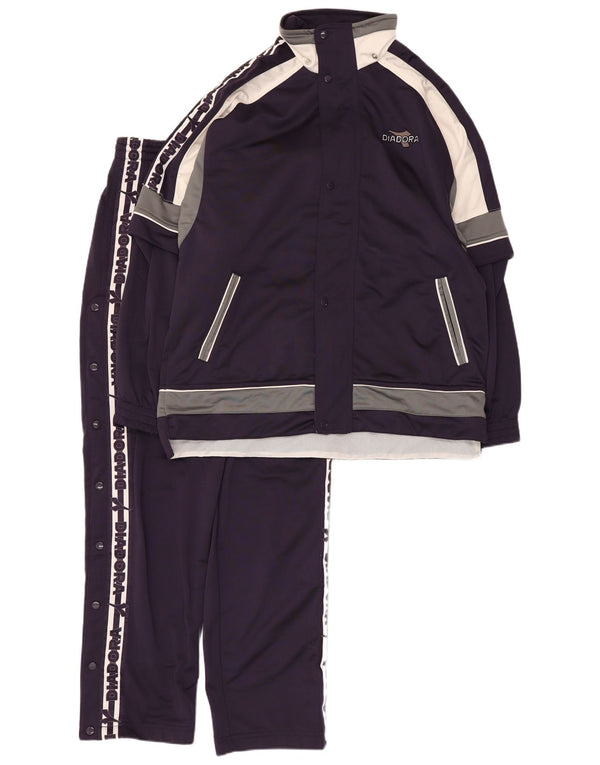 Мужской спортивный костюм Diadora с графическим рисунком UK 36, маленький, темно-синий, с цветными блоками