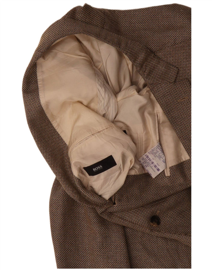 Мужской пиджак на 2 пуговицах HUGO BOSS UK 38 средний коричневый шелковый